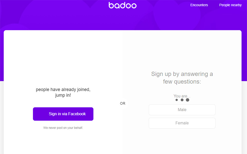 With badoo facebook up sign Badoo sign